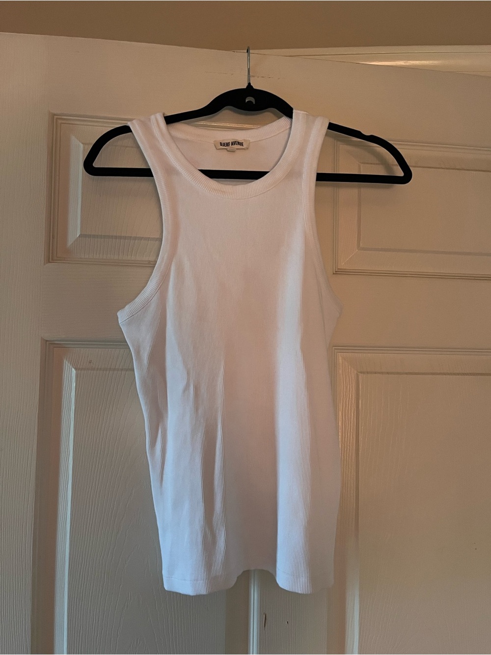 Djerf Avenue White Ribbed Crewneck Tank